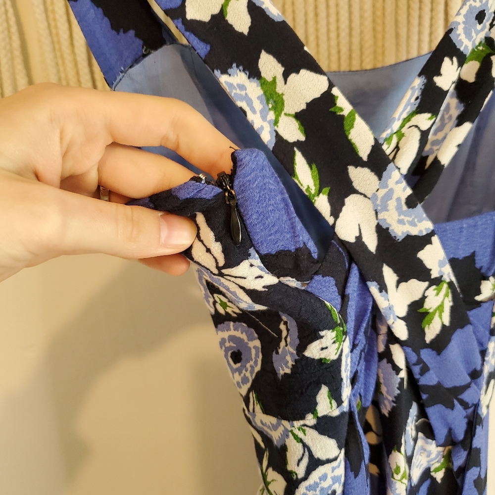 ANTHRO MAEVE Floral Blue Square Neck Maxi Dress 2 - Picture 9 of 11